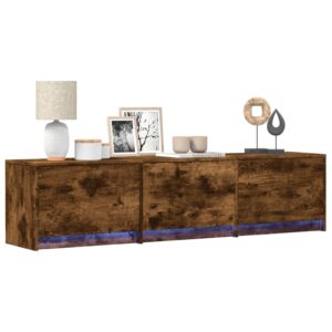vidaXL tv-bord m. LED-lys 165x34x40 cm konstrueret træ røget eg