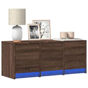 vidaXL tv-bord m. LED-lys 97x34x40 cm konstrueret træ brunt eg