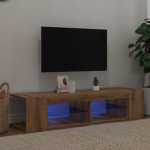 vidaXL tv-bord med LED-lys 135x39x30 cm konstrueret træ kunsteg