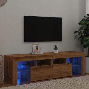 vidaXL tv-bord med LED-lys 140x36,5x40 cm konstrueret træ kunsteg