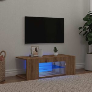 vidaXL tv-bord med LED-lys 90x39x30 cm konstrueret træ kunsteg