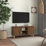 vidaXL tv-bord med massive træben 103,5x35x50 cm brun egetræsfarve - Kategori: Egetræshylder til hjemmet 4 vidaXL tv-bord med massive træben 103,5x35x50 cm brun egetræsfarve