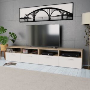 vidaXL tv-borde 2 stk. 95x35x36 cm konstrueret træ egetræ og hvid