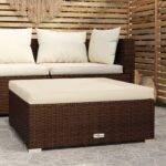 vidaXL udendørs fodskammel med hynde 70x70x30 cm polyrattan brun - Kategori: Komfortable og praktiske puffer 4 vidaXL udendørs fodskammel med hynde 70x70x30 cm polyrattan brun