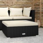 vidaXL udendørs fodskammel med hynde 70x70x30 cm polyrattan sort - Kategori: Komfortable og praktiske puffer 4 vidaXL udendørs fodskammel med hynde 70x70x30 cm polyrattan sort