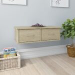 vidaXL væghængt skuffe 60x26x18,5 cm konstrueret træ sonoma-eg - Kategori: Stilfulde svævehylder 4 vidaXL væghængt skuffe 60x26x18,5 cm konstrueret træ sonoma-eg