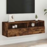 vidaXL væghængt tv-bord 100x30x30 cm konstrueret træ røget egetræ
