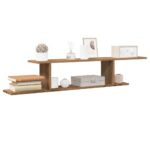vidaXL væghængt tv-hylde 125x18x23 cm konstrueret træ kunsteg - Kategori: Egetræshylder til hjemmet 4 vidaXL væghængt tv-hylde 125x18x23 cm konstrueret træ kunsteg
