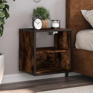 vidaXL væghængte sengeborde 2 stk. 40x31x39,5 cm røget egetræsfarve