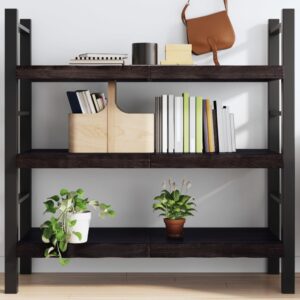 vidaXL væghylde 120x50x(2-6) cm behandlet massivt egetræ mørkebrun