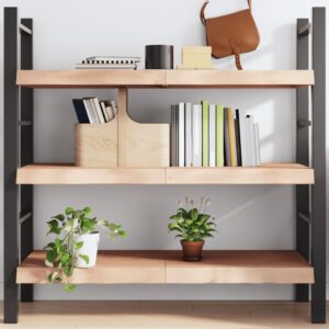 vidaXL væghylde 120x60x(2-6) cm ubehandlet massivt egetræ