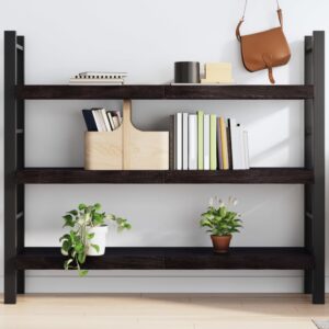 vidaXL væghylde 140x40x(2-6) cm behandlet massivt egetræ mørkebrun