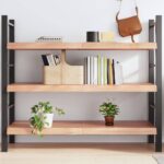 vidaXL væghylde 140x50x(2-6) cm behandlet massivt egetræ lysebrun