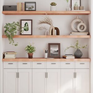 vidaXL væghylde 180x40x(2-6) cm behandlet massivt egetræ lysebrun
