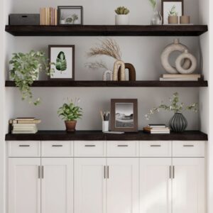 vidaXL væghylde 180x50x(2-6) cm behandlet massivt egetræ mørkebrun