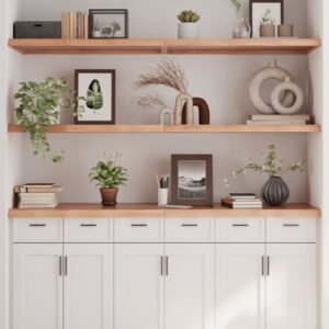vidaXL væghylde 180x60x(2-4) cm behandlet massivt egetræ lysebrun