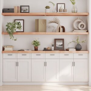 vidaXL væghylde 200x30x(2-6) cm behandlet massivt egetræ lysebrun