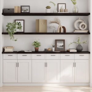 vidaXL væghylde 200x40x(2-4) cm behandlet massivt egetræ mørkebrun