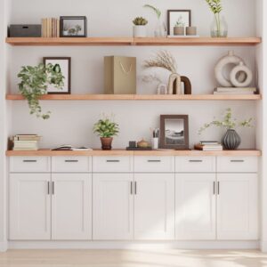 vidaXL væghylde 220x30x(2-4) cm behandlet massivt egetræ lysebrun