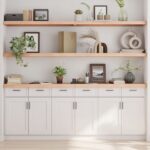 vidaXL væghylde 220x30x(2-6) cm ubehandlet massivt egetræ