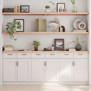 vidaXL væghylde 220x40x(2-4) cm ubehandlet massivt egetræ