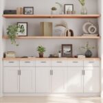 vidaXL væghylde 220x50x(2-4) cm ubehandlet massivt egetræ