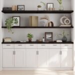 vidaXL væghylde 220x60x(2-4) cm behandlet massivt egetræ mørkebrun