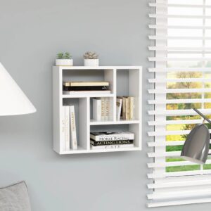 vidaXL væghylde 45,1x16x45,1 cm konstrueret træ højglans hvid