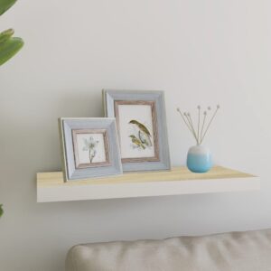 vidaXL væghylde 60x23,5x3,8 cm MDF egetræsfarve og hvid