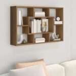 vidaXL væghylde 85x16x52,5 cm konstrueret træ brun egetræsfarve - Kategori: Egetræshylder til hjemmet 4 vidaXL væghylde 85x16x52,5 cm konstrueret træ brun egetræsfarve