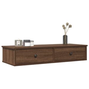 vidaXL væghylde med skuffer 100x37,5x19 cm konstrueret træ brun eg
