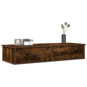 vidaXL væghylde med skuffer 100x37,5x19 cm konstrueret træ røget eg