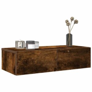 vidaXL væghylde med skuffer 60x26,5x15 cm konstrueret træ røget eg