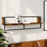 vidaXL væghylde med stang 100x25x30 cm røget egetræsfarve - Kategori: Egetræshylder til hjemmet 4 vidaXL væghylde med stang 100x25x30 cm røget egetræsfarve