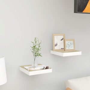 vidaXL væghylder 2 stk. 23x23,5x3,8 cm MDF egetræsfarvet og hvid
