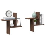 vidaXL væghylder 2 stk. 38x12x38 cm konstrueret træ brun egetræsfarve