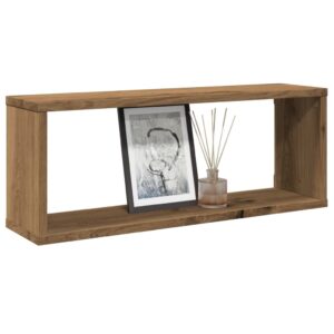vidaXL væghylder 2 stk. 60x15x30 cm kubeformet konstrueret træ kunsteg