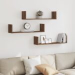 vidaXL væghylder 3 stk. 80x18x18 cm konstrueret træ brunt egetræ - Kategori: Egetræshylder til hjemmet 4 vidaXL væghylder 3 stk. 80x18x18 cm konstrueret træ brunt egetræ