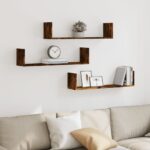 vidaXL væghylder 3 stk. 80x18x18 cm konstrueret træ røget egetræ - Kategori: Egetræshylder til hjemmet 4 vidaXL væghylder 3 stk. 80x18x18 cm konstrueret træ røget egetræ