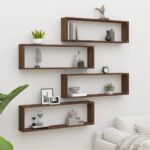 vidaXL væghylder 4 stk. 100x15x30 cm konstrueret træ brun egetræ - Kategori: Egetræshylder til hjemmet 4 vidaXL væghylder 4 stk. 100x15x30 cm konstrueret træ brun egetræ