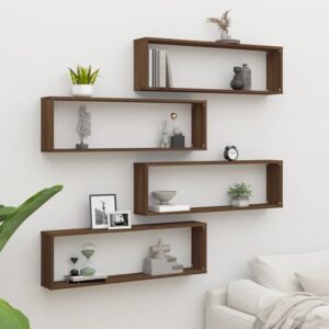 vidaXL væghylder 4 stk. 100x15x30 cm konstrueret træ brun egetræ