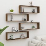 vidaXL væghylder 4 stk. 100x15x30 cm konstrueret træ røget egetræ - Kategori: Egetræshylder til hjemmet 4 vidaXL væghylder 4 stk. 100x15x30 cm konstrueret træ røget egetræ