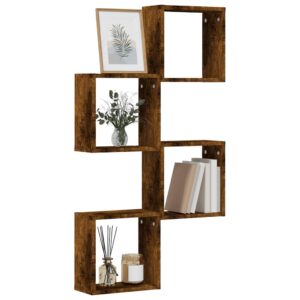 vidaXL væghylder 4 stk. 30x15x30 cm kubeformet røget egetræ