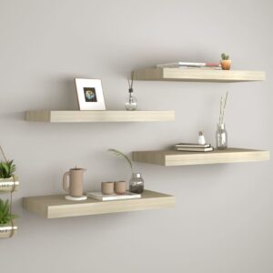 vidaXL væghylder 4 stk. 50x23x3,8 cm MDF egetræsfarve