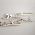 vidaXL væghylder 4 stk. 90x23,5x3,8 cm MDF egetræsfarve