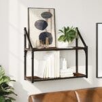 vidaXL vægreol med 2 hylder 60x21x51 cm konstrueret træ brunt egetræ