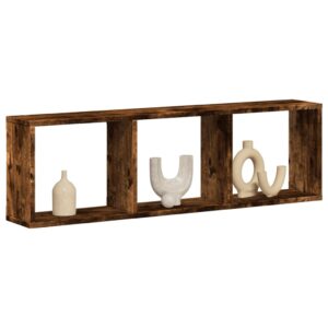 vidaXL vægskab 100x16x30 cm konstrueret træ røget egetræsfarve