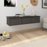 vidaXL vægskab med skuffer 88x26x18,5 cm konstrueret træ grå - Kategori: Stilfulde svævehylder 4 vidaXL vægskab med skuffer 88x26x18,5 cm konstrueret træ grå
