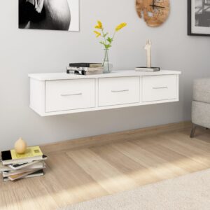 vidaXL vægskab med skuffer 88x26x18,5 cm konstrueret træ hvid