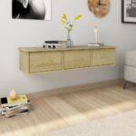 vidaXL vægskab med skuffer 88x26x18,5 cm konstrueret træ sonoma-eg - Kategori: Stilfulde svævehylder 4 vidaXL vægskab med skuffer 88x26x18,5 cm konstrueret træ sonoma-eg